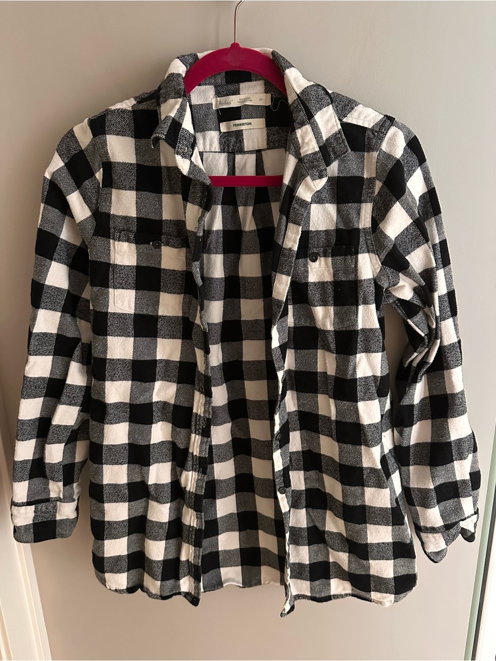 Womens Black & White Buffalo Plaid Shirt Jacket